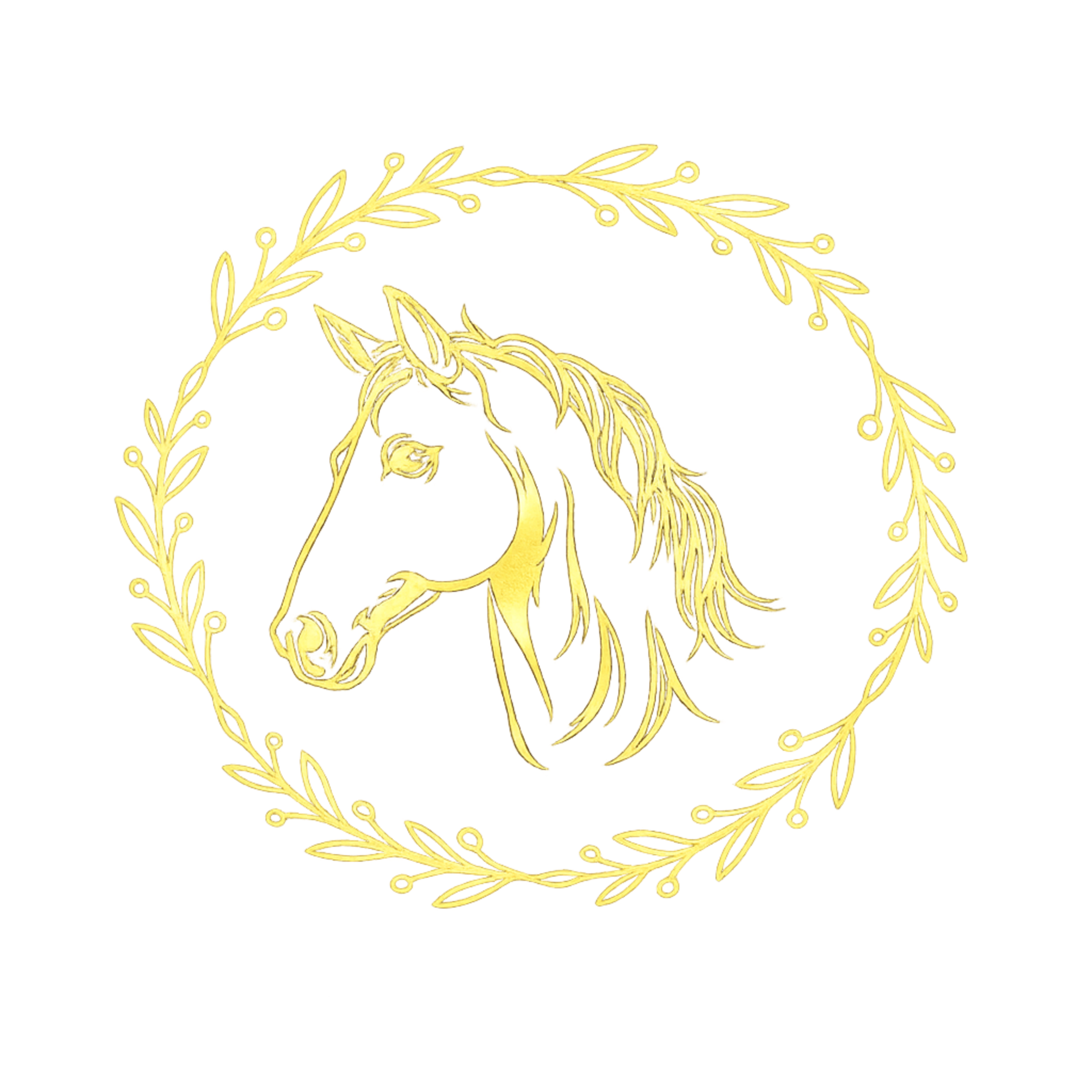 The Pour Mare gold horse logo